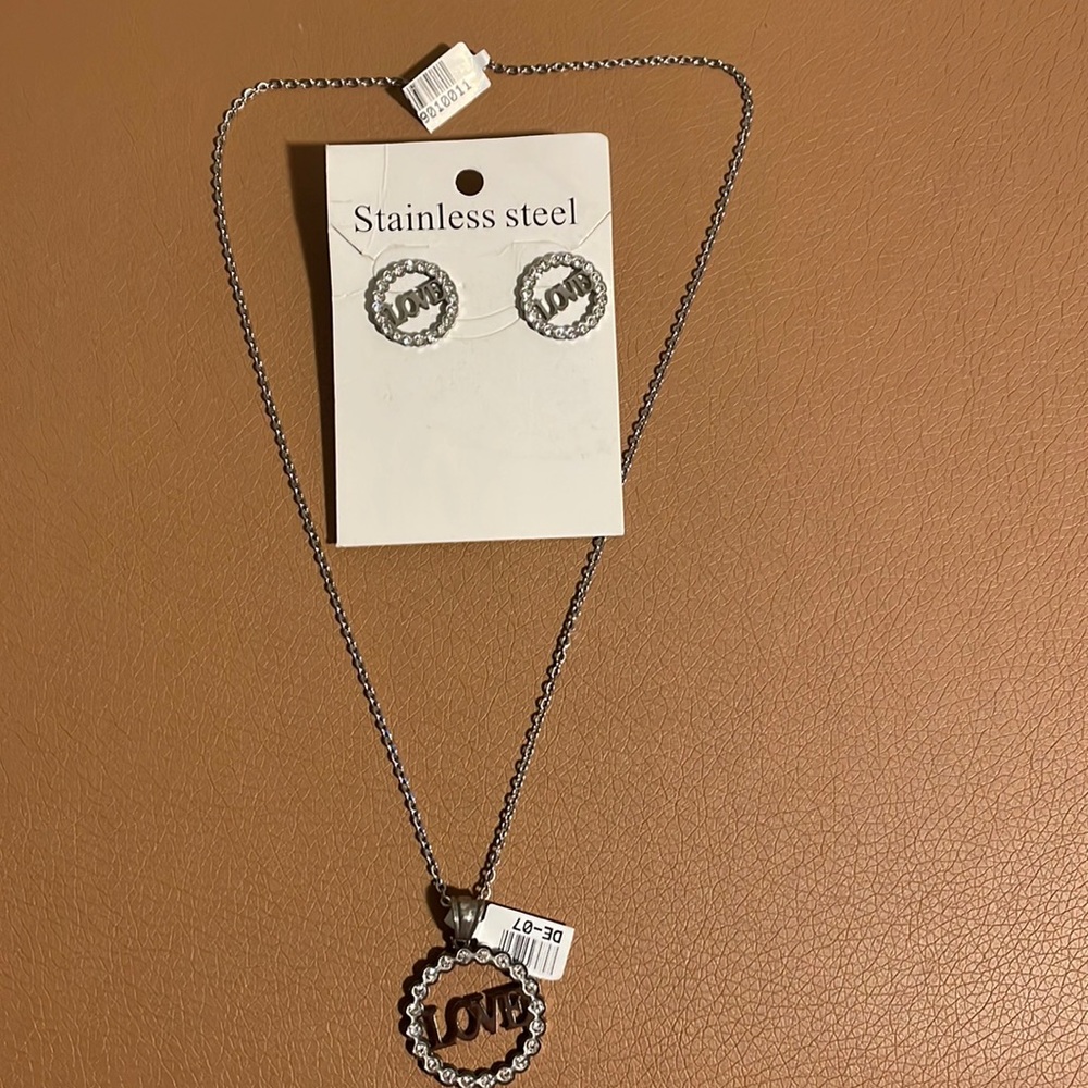 STAINLESS STEEL SILVER CHAIN and Earrings NWT